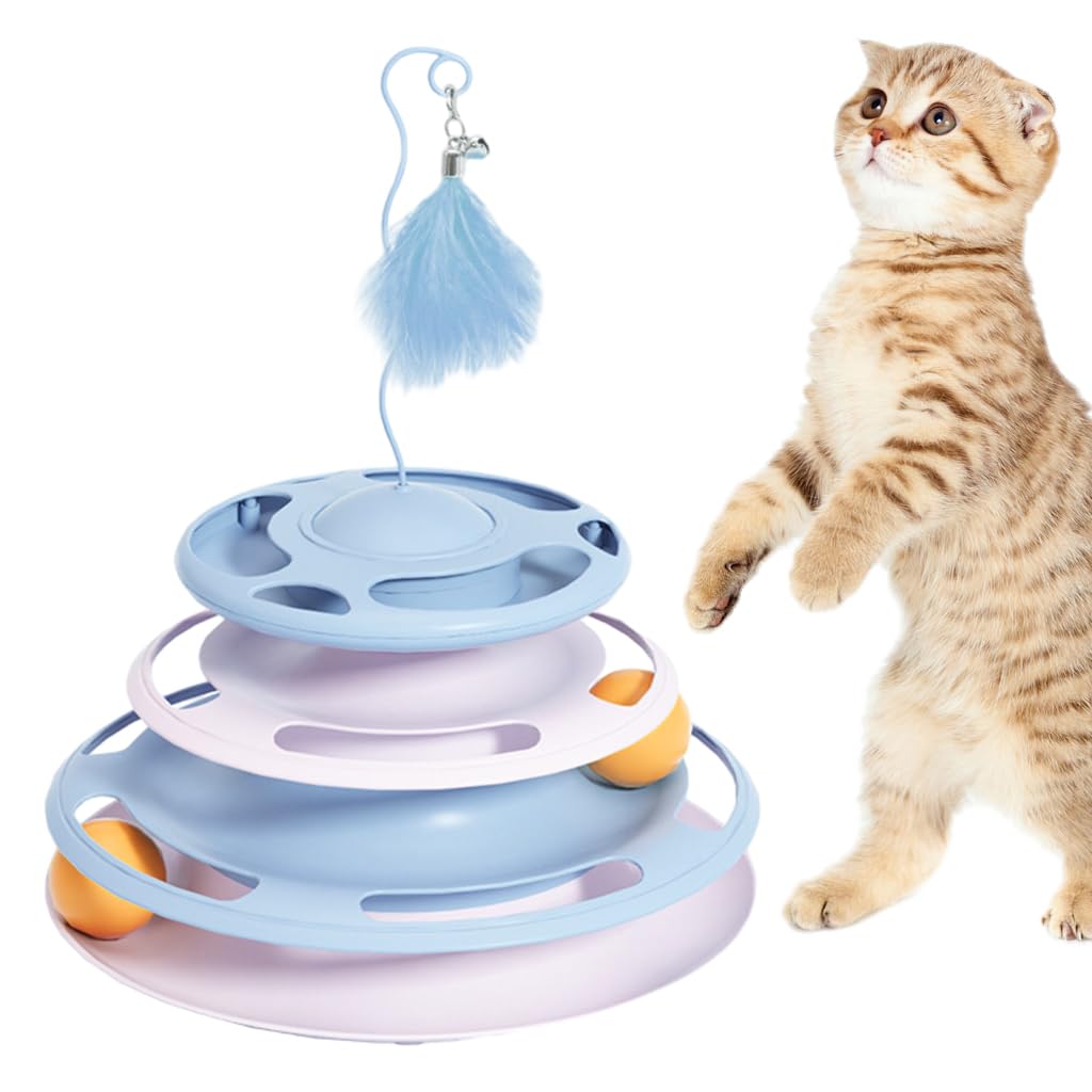 Qpets® Cat Turntable Toy, 3 in 1 Cat Interactive Toys-Cat Teaser Stick, Double Track Turntable Ball, Detachable Snack Dispenser, PP Material Cat Amusement Plate Puzzle Pet Cat Toy (B0CR36C57T) Amazon Price History, Amazon Price Tracker
