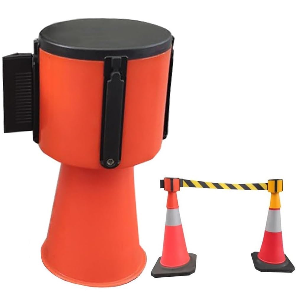 GTHTUHFD Traffic Cone Barrier, Retractable Emergency Warning Ribbon For Blocking Traffic And Pedestrian Areas,Red-3m