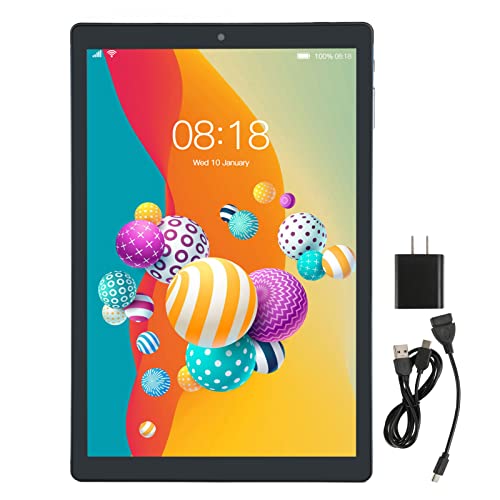 SUNGOOYUE Tableta de 10,1 Pulgadas y 128 GB, 6 GB, 128 GB, CPU de 10 Núcleos, 8800 MAh, Banda Dual, 5G, WiFi, Tipo C, Tableta MT6592 para Android 12-100‑240 V (Azul) (Enchufe de la UE)