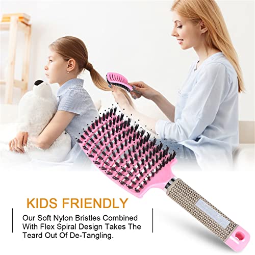 Pop Magic Detangling Hair Brush for Women and Kids Boar Bristle Paddle Brush for Blow Drying Wet Hair, Long, Thick, Curly - Image 4