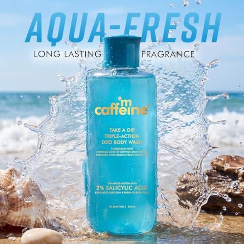 Image of mCaffeine Take a Dip Deo Body Wash with Mandelic and Salicylic Acid Keeps You Odour-Free for up to 6 Hours & Guava Tini 6% Brightening Actives De-Tan Body Wash Reduces Tan, Brightens Skin