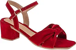 Sandália Feminina Salto Baixo Grosso com Tira em Nó Conforto Nobuck 102