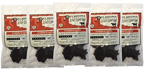 Old Fashioned Style Gluten Free Hot Beef Jerky - 5 PACK - No Frills Tough and Dry Style Beef Jerky - All Natural, No Added Preservatives and No Added MSG - 10 total oz.