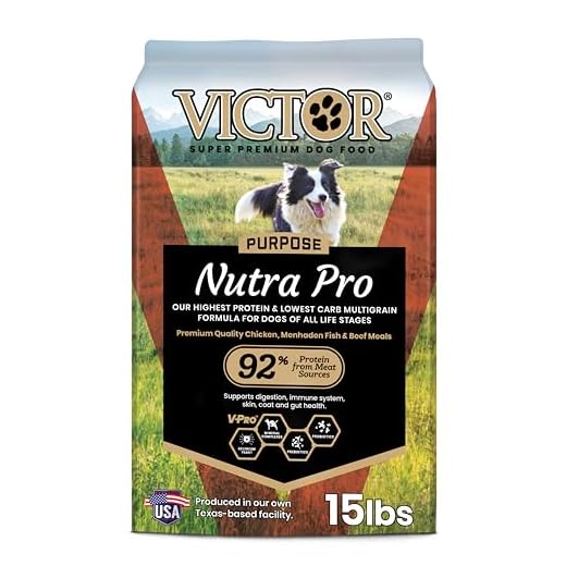 VICTOR Super Premium Dog Food – Purpose Nutra Pro – Gluten-Free, High Protein Low Carb Dry Kibble for Active Dogs of All Ages – Ideal for Sporting, Pregnant or Nursing Dogs & Puppies, 15lbs