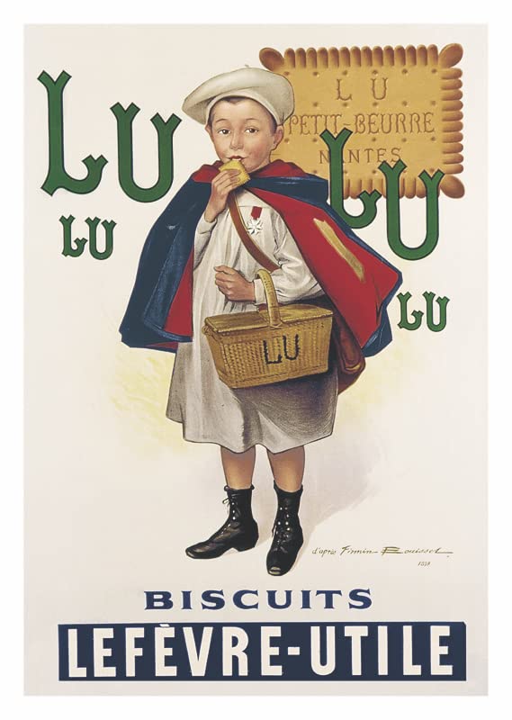 Affiche Vintage Publicités Alimentaires d'Antan - Gâteau Lu l'écolier - Poster Décoration Murale A3+ (32 x 45 cm) pour embellir et donner une touche Déco...