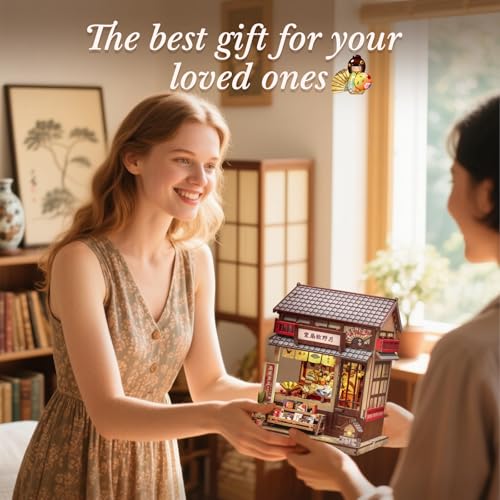Image of CUTEBEE Book Nook Kit for Adults - DIY Miniature House Japanese Fan Shop, 3D Wooden Puzzle to Build Yourself, Bookshelf Decoration, Creative Gift (Tsukino Eogi-dou)
