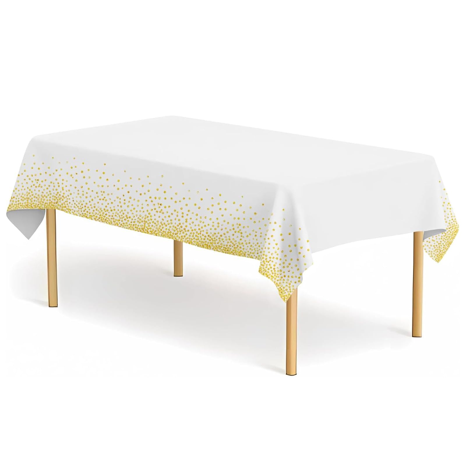 3 Pezzi Tovaglia Usa e Getta, Tovaglie Rettangolare a Pois Bianchi e Dorati per Matrimoni, Natale, Party, Picnic, Compleanno, battesimo(137 x 183 cm)