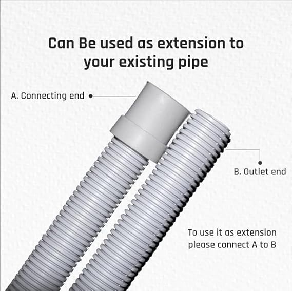 Image of Front Load Washing Machine Outlet Drain & Extension Pipe .Multiple size (1.5 Meter, 2 Meter, 3 Meter,5 Meter) Grey (2 Meter)