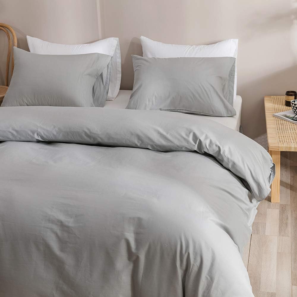 CLOTHKNOW Grey King Size Comforter Set Light Gray Bedding Comforter Sets All Season Soft Silver Comforter with 2 x Pillow Cases - Image 7