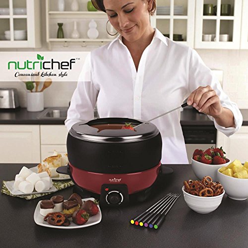 NutriChef Countertop Fondue Pot | Electric Fondue Set | Melting Pot Cooker | Chocolate Maker | Cheese Melting Pot | Electric 64oz Fondue Melting Pot, Warmer - Includes 6 Forks - Black (PKFNMK23) NutriChef Countertop Fondue Pot | Electric Fondue Set | Melting Pot Cooker | Chocolate Maker | Cheese Melting Pot | Electric 64oz Fondue Melting Pot, Warmer - Includes 6 Forks - Black (PKFNMK23)