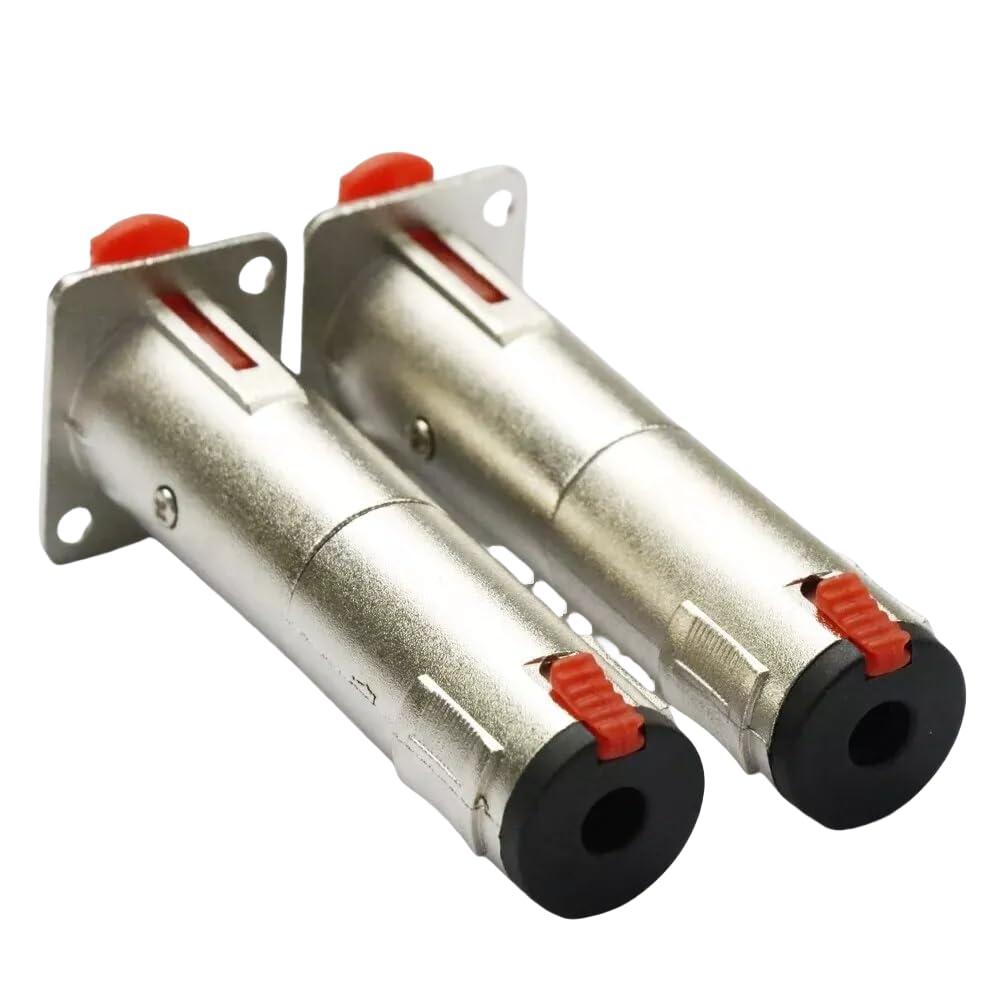 2 Pack 1/4 TRS to TRS Female Audio Feed Thru Connector Adapter for D Panel Mounting Black Silver (Silver（2pcs)