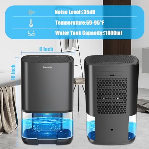 Madetec Dehumidifiers For Bedroom 35Oz Small Dehumidifier For Home 2500 Cubic Feet(350Sq Ft) With 7 Led Lights, Ultra Quiet & Auto Shut Off Dehumidifier For Bathroom Basement Closet Garage Rv thumb #5