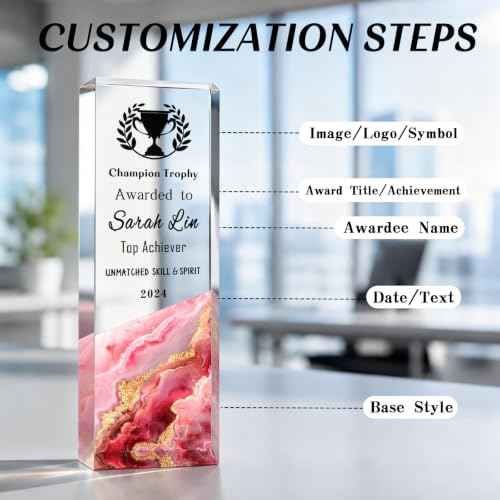 Image of Custom Trophy Award, Crystal Awards and Trophies with Company Logo & Text