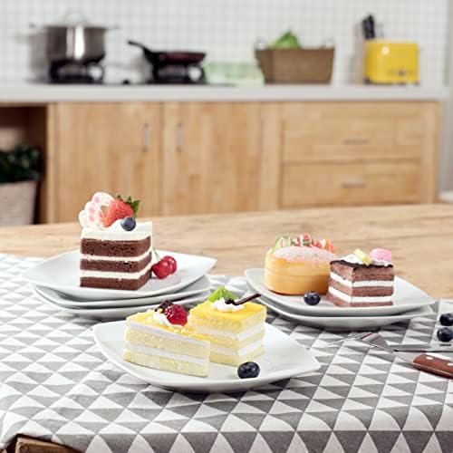 MALACASA, Series Julia, 6.5" Dessert Plate Ivory White Porcelain Square Side Plate Snack Plate Salad Plate, Pack of 12 (16.7 * 16.7 * 2cm)
