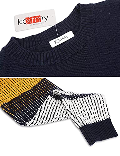 Women's Cute Contrast Sleeve Knitted Pullover Sweater4