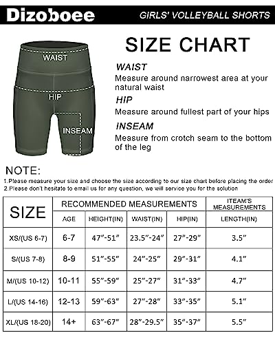Dizoboee Girls Volleyball Shorts Youth Spandex Gymnastics Bike Shorts With Pockets Army Green M #TOP6