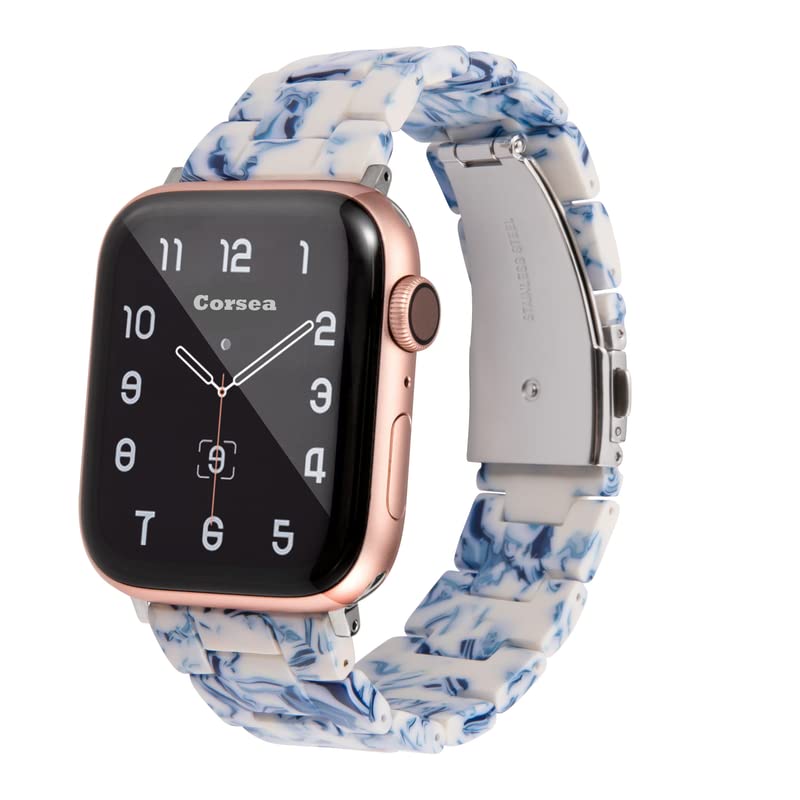 Corsea Resin Band for Apple Watch Strap Replacement Bracelet With Stainless Steel Buckle - Lightweight, Comfortable & Fashionable - Compatble with Series 8 7 6 5 4 3 2 1 SE