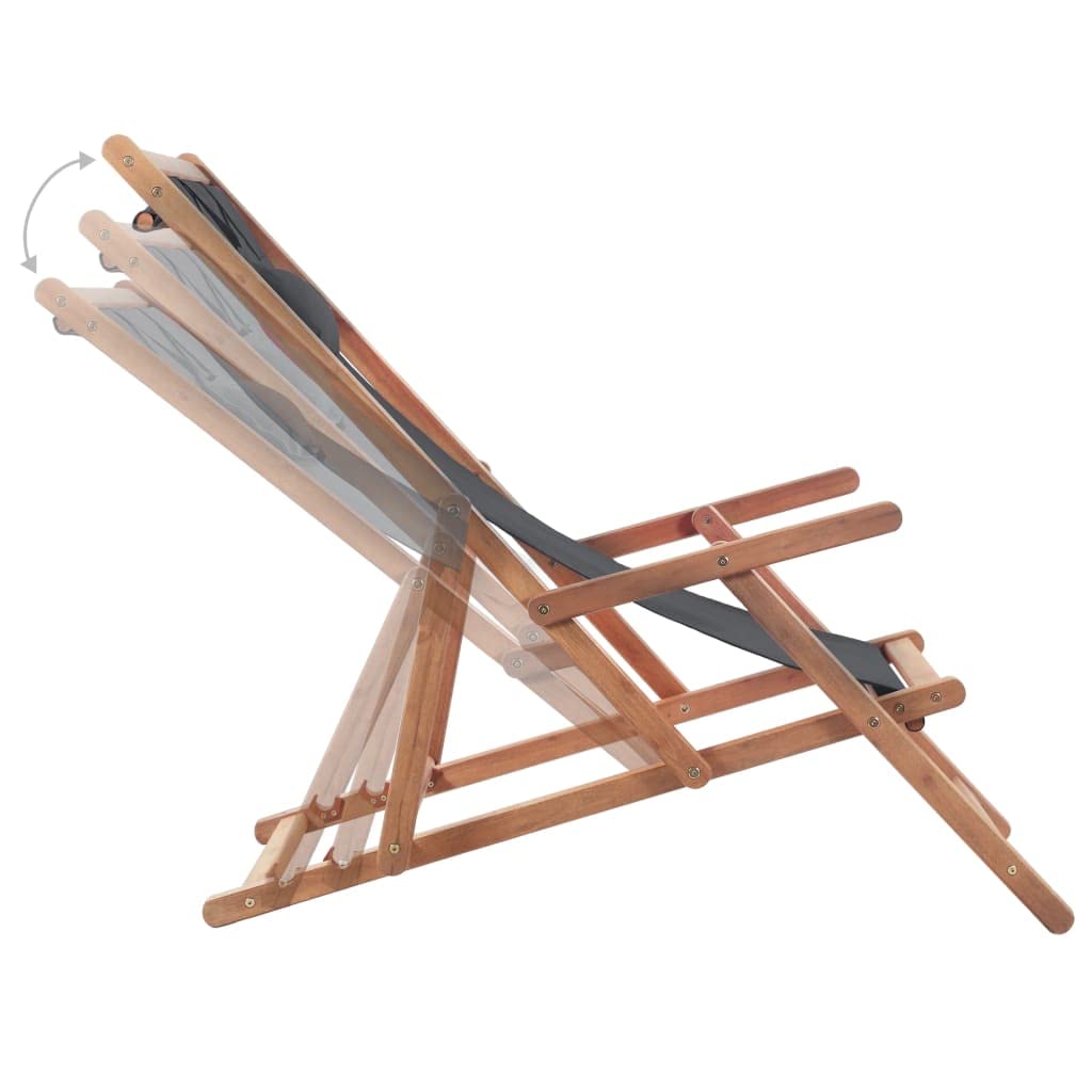 vidaXL Silla Playa Plegable Tela Gris Asiento Piscina Patio Terraza Exterior