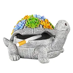 Ashtray, Outdoor Ash Tray Cool Turtle Decor Waterproof Cigarette Ashtray with Lid, Animal Ashtray for Cigarettes Home Office Garden Patio Decorations