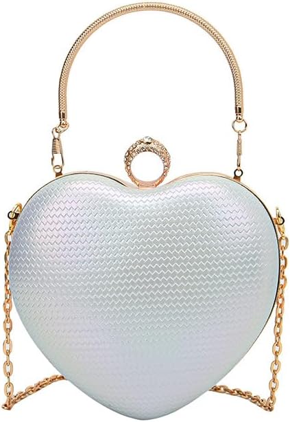 Retro chain bag, women's shoulder crossbody bag, solid color heart-shaped handbag, suitable for shopping, travel, and parties (Blue)