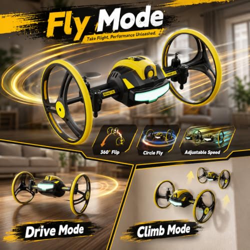 Image of HS175D & Mini Drone Car Drone Bundle, 2-in-1 Camera and Indoor RC Drone Set with Auto Return, Follow Me, Circle Fly, 360 Flip, Colorful Lights and Dual Batteries