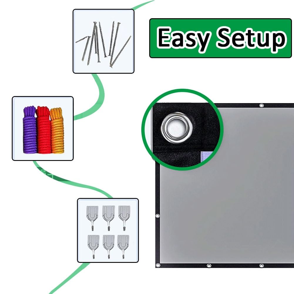 Écran de Projecteur 16:9 130 Pouces, Écran de Projection Pliable Portable Écran de Films Anti-Plis for Cinéma Intérieur Extérieur à Maison(84in(184x105cm))