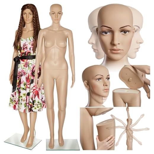 tectake® Mannequin de vitrine Mannequin Femme Mannequin démontable | Pivotable et Mobile | Pied en Verre avec Attaches pour Les Mollets Mannequin Enfant