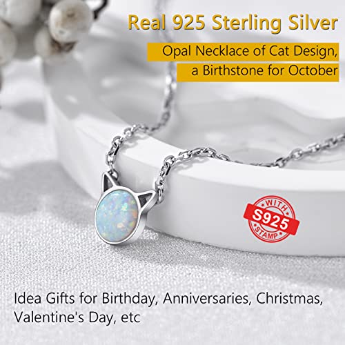 Collier pierre de naissance PROSILVER en argent 925 pendentif chat mignon