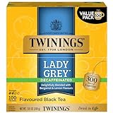Twinings Decaffeinated Lady Grey Black Tea Individually Wrapped Bags, 100 Count (Pack of 1), Orange Peel & Lemon Peel, Fresh and Uplifting, Caffeinated, Enjoy Hot or Iced, 100 Teabags
