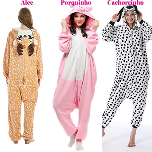 Pijama Kigurumi Cosplay Fantasia Diversos Personagens (P Altura de 1,40m à 1,55m, Coelho Estrelinha)