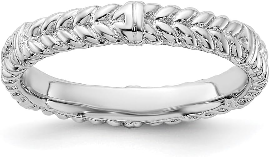Diamond2Deal Sterling Silver Stackable Rhodium Band Ring Size 5 to 10