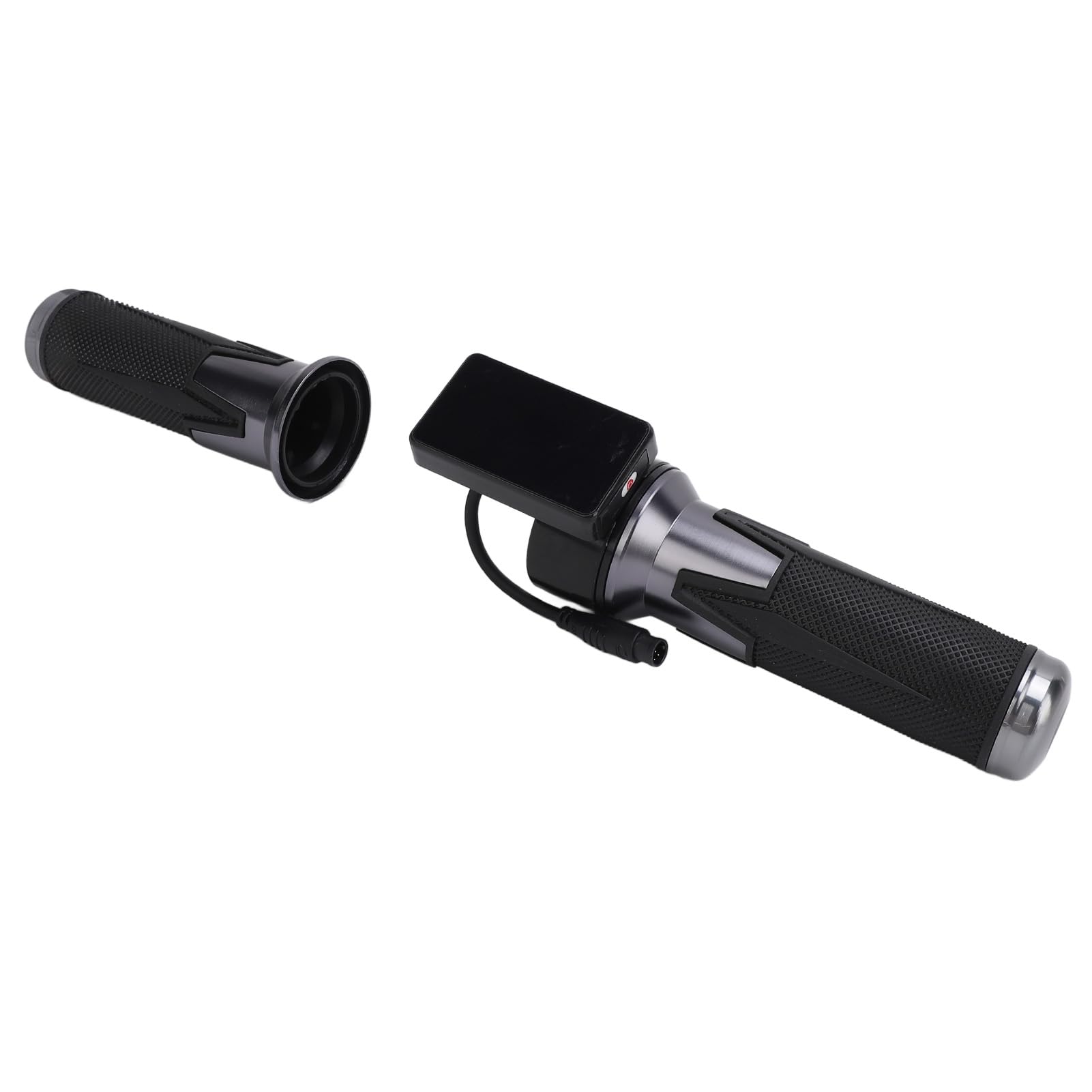 Empuñadura del Acelerador de Bicicleta Eléctrica, Empuñadura de Acelerador Giratorio para Patinete de 48V con Pantalla LCD y Conector Impermeable de 6 Pines, Llave del Acelerador