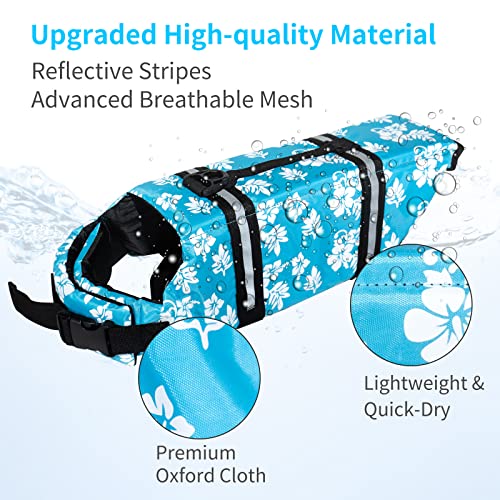 Dog Life Jackets, Safety Swimsuit, Reflective & Easy-Fit Preserver Vests For Doggie And Older Dogs Spring Swimming Boating Pool Beach (Blueflower,Xxl) #TOP5