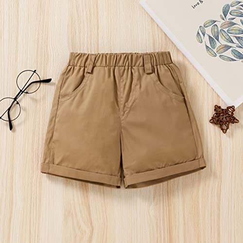 Jeelligular Toddler Baby Boy Summer Clothes Short Sleeve Button Down Shirt Shorts Set Gentlemen Casual Outfits 1-6 Years (Animal Print & Khaki, 18-24M) #TOP4