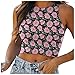 Camicia da donna casual moda senza maniche stampa O collo Slim Fit Vest Top, rosa, XL
