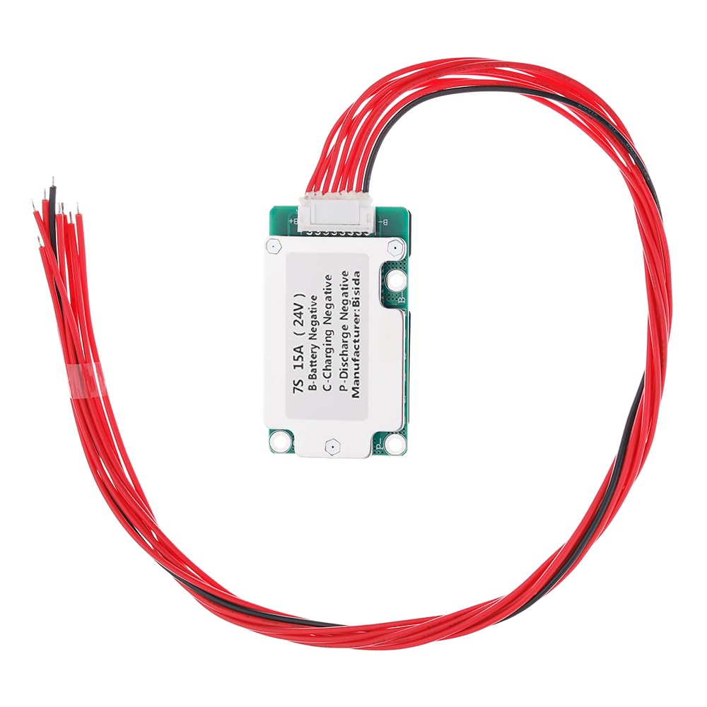 Bisida 7S BMS 24V 15A Li-ion PCB Protection Board with NTC, Ten Functional protections, Split Ports, for Lithium-ion Battery Pack (7S 24V 15A)
