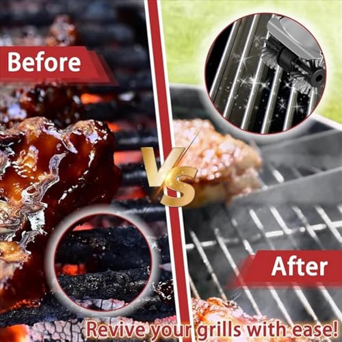 Cepillo de limpieza eléctrico para barbacoa de vapor, limpiador de parrilla al aire libre con raspador, rodillo de potencia de acero inoxidable, cabezales de limpieza giratorios para parrilla de