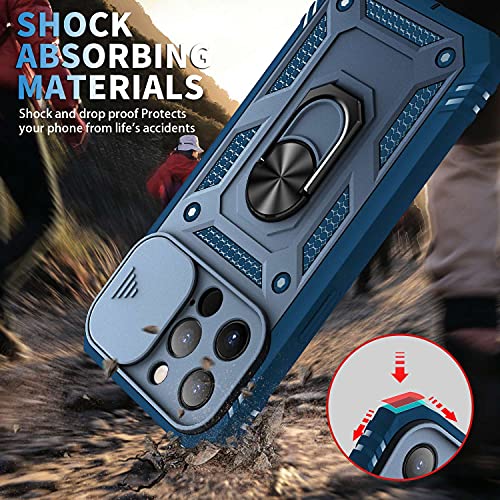 YINCANG Capa iPhone 13 Pro Max,Case Grau Militar Suporte de Anel Magnético Ultrafino de 360 à Prova