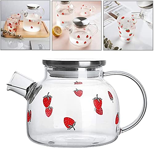 Bule de chá de vidro, bule de chá de vidro com infusor removível para chá de folhas soltas e florida