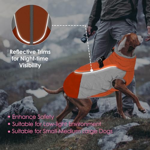 Image of AOFITEE Dog Coat, Dog Winter Coat, Warm Dogs Jacket with Harness Built in
