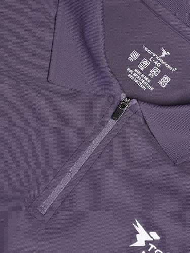Image of TECHNOSPORT Men's Solid Polo T-Shirt MATPIQ Quick Dry Slim Fit Sports Tee for Gym Casual Smart Wear UPF50+ Anti Odour
