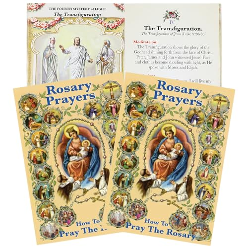 Needzo Illustrated Rosary Prayer Book, Full-Color Mysteries Guide, 54 Pages, 3.5" x 5.5" (Pack of 2)