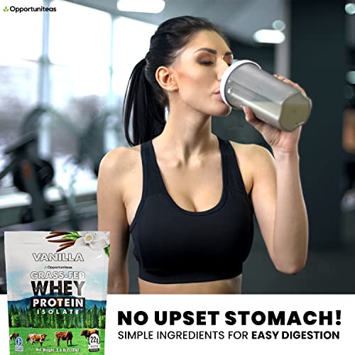 Opportuniteas Vanilla Whey Protein Powder - Grass Fed Whey Isolate + Real Sugar & Vanilla Flavor - Perfect For Shakes, Smoothies, Drinks, Cooking & Baking - Non Gmo & Gluten Free - 2.5Lb #TOP4