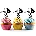 Bicycle BMX Tricks Silhouette Acrylic Cupcake Toppers 12 pcs