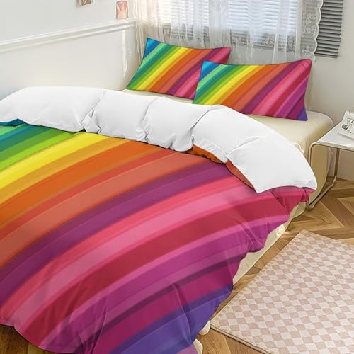 Parure de lit arc-en-ciel en microfibre douce avec fermeture éclair pratique