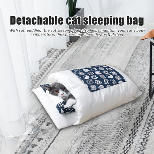 Katzenschlafsack Winter, Katzen Kuschelsack, Katzenbett Höhlenschlafsack, Wärmendes Haustier Schlafzone Kuschelbett, Waschbares Katzen Wärme Kuschelbett Mit Kissen
