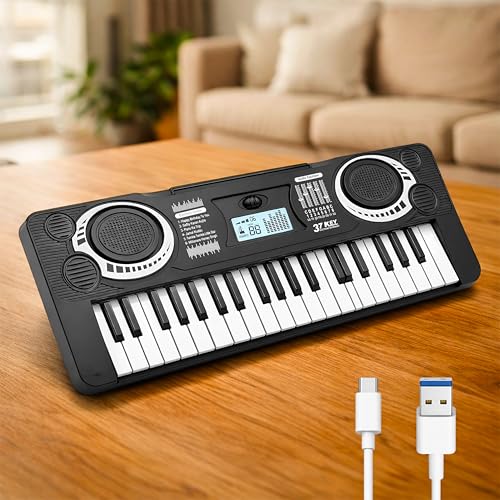 Image of Musical 37 Key Piano Keyboard Toy for Kids with 2 Modes - Electronic Music Instrument with Piano Notes and Indian Song Tunes - USB Type C and Battery Operated - Color As Per Stock