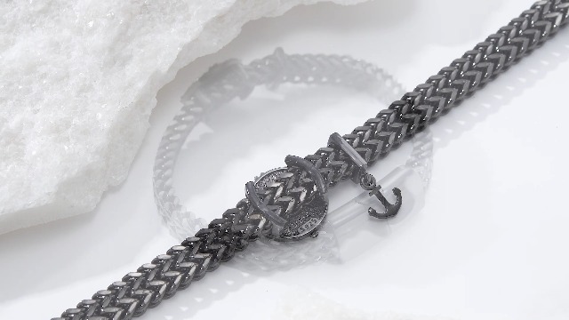 Pulsera brújula para hombres de plata 925 8.5 pulgadas miniatura 7