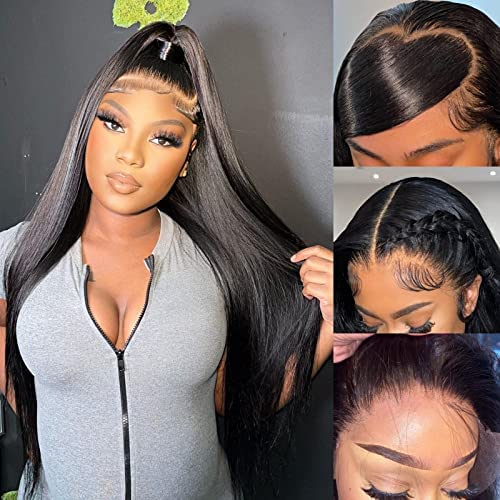 Miss Flower 250 Density 241g Ultra-thin Invisible SKINLIKE HD Lace Front Wigs Human Hair Pre Plucked 22Inch Large Lace Space 13x4 Straight Full Frontal Wigs Human Hair Wigs For Black Women