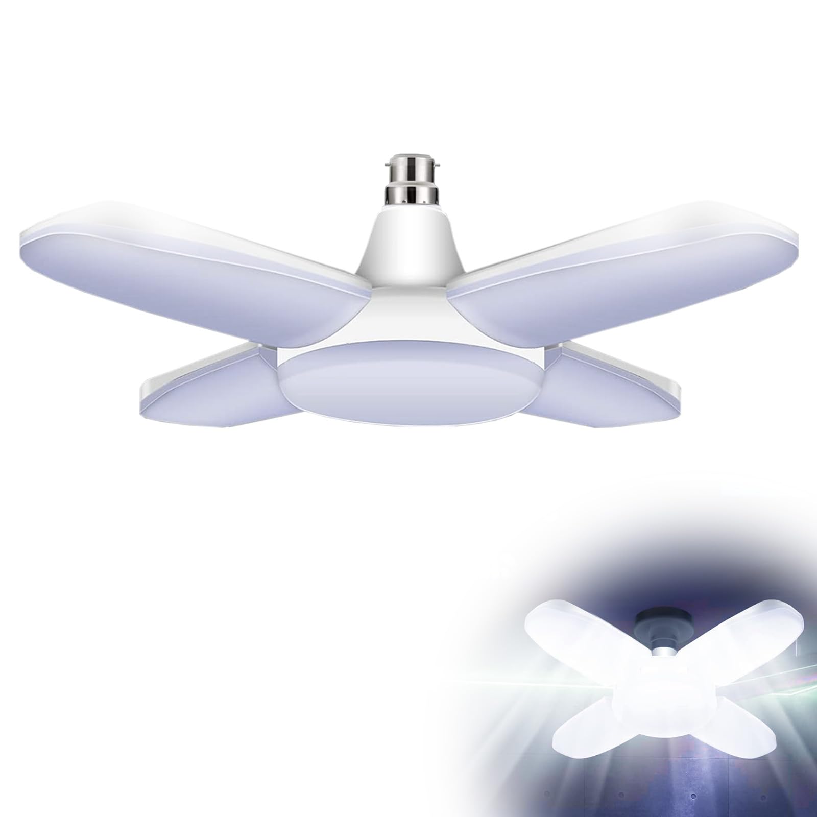 TobeBright LED Garage Light B22, Led Garage Ceiling Lights 60W, Cool White 6000K, with 4+1 Multi-Position Panels Deformable Led Garage Light for Warehouse, Basement, Laundry Room